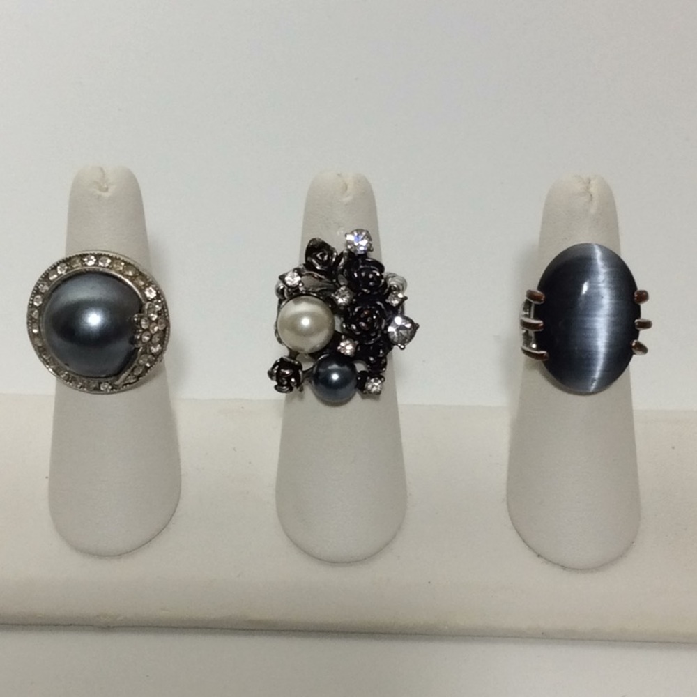 Gray & Silver Ring Trio
